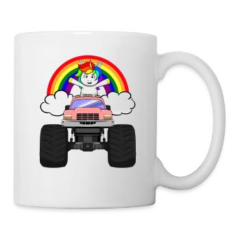 Monster Truck Unicorn Rainbow Clouds I Gift - Mug - white - Right