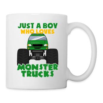 Monster Truck Big Tires Boy Love I Gift - Mug - white - Right