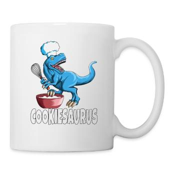 T Rex Cookiesaurus jeu de mots pour les fans de dos boulanger - Mug blanc - blanc - Droite