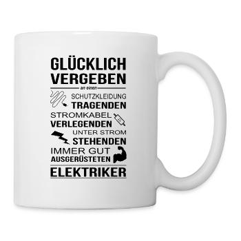 Elektriker Freundin Glücklich Vergebe - Tasse - Weiß - Rechts