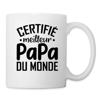 Certifié Meilleur Papa Du Monde - Mug blanc - blanc - Droite