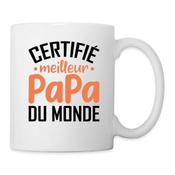 Certifié Meilleur Papa Du Monde - Mug blanc - blanc - Droite