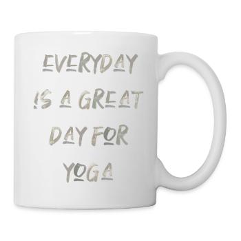 yoga sport fitness happines Englisch qoutes - Tasse - Weiß - Rechts