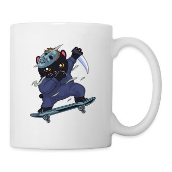 Skateboarder Cat Ninja Dab Dabbing Skateboard - Mug - white - Right