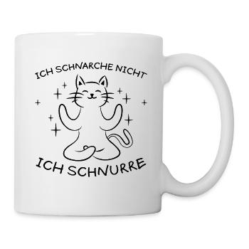 Schnurren Schnarchen Lustige Spruch Katze Geschenk - Tasse - Weiß - Rechts