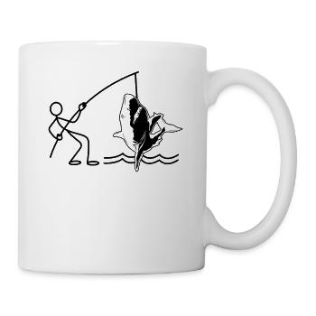 Sharkfishing Stick Figure Shark Fishing Funny - Mug - white - Right