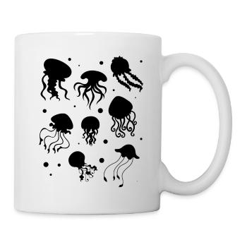 Happy Jellyfishes Gelee Fische Quallen - Tasse - Weiß - Rechts