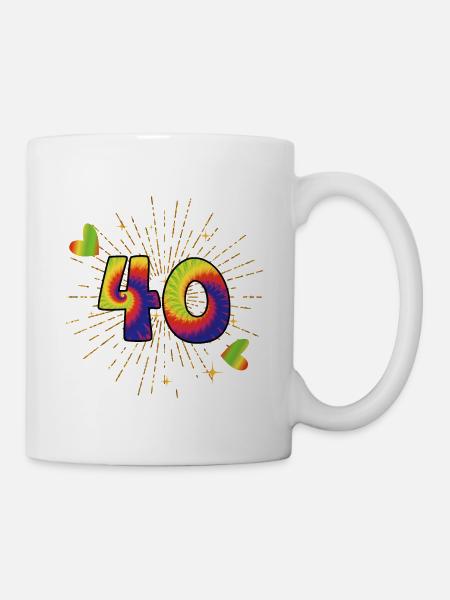 Tie-dye fête d’anniversaire 40 ans 40 ans - Mug blanc - blanc