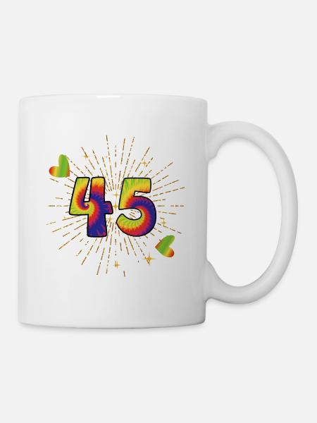 Tie-dye 45 urodziny 45 lat - Kubek - biały