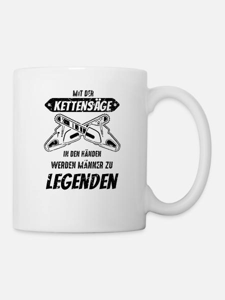 Mit der Kettensäge in den Händen - Tasse - Weiß