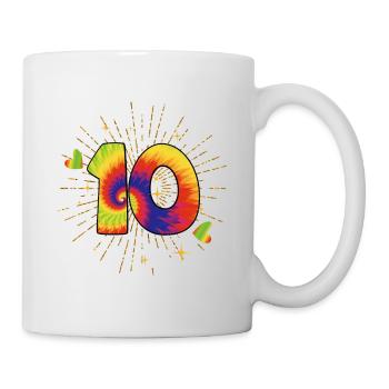 Tie-dye 10. Geburtstagsfeier 10 Jahre Alter - Tasse - Weiß - Rechts