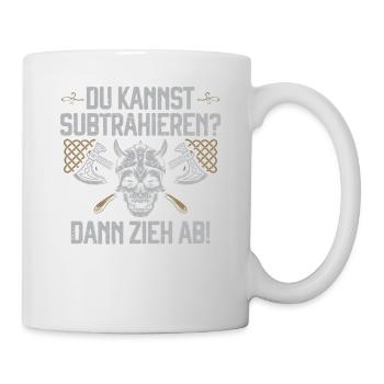 Du kannst subtrahieren? Dann zieh ab Wikinger Axt - Tasse - Weiß - Rechts