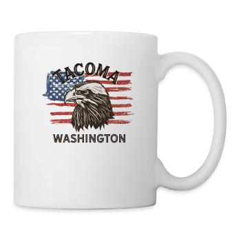 USA Flag Eagle Washington Vintage Tacoma - Mug - white - Right