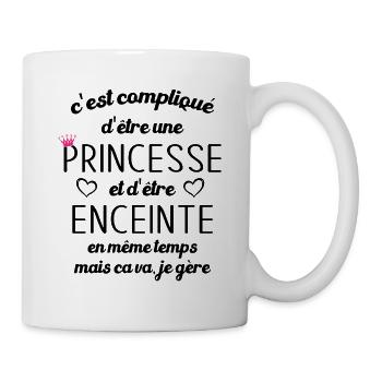 Compliqué d'être une princesse et d'être enceinte - Mug blanc - blanc - Droite