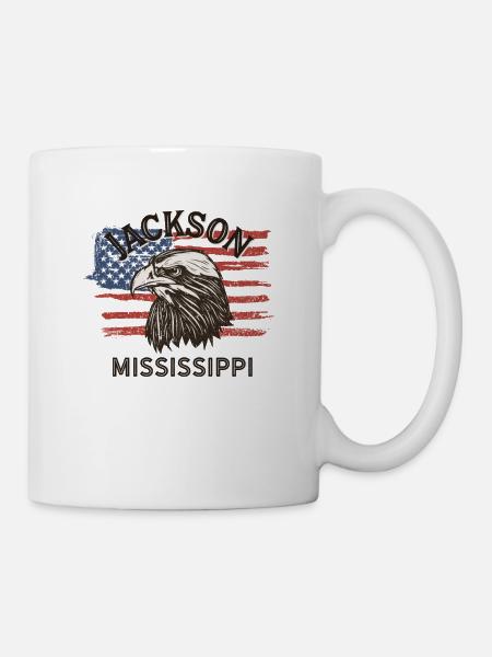 USA Flagge Adler Mississippi Vintage Jackson - Tasse - Weiß