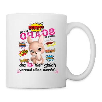 Süsses Häschen, Lustiges Motiv, sorry Mädchen - Tasse - Weiß - Rechts