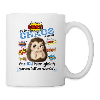 Lustiges Motiv, süsser Chaos Igel, - Tasse - Weiß - Rechts