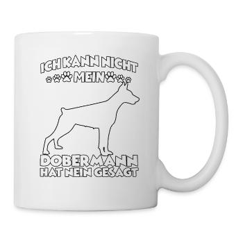 Dobermann Hundebesitzer Gassi Witziges Hundehalter - Tasse - Weiß - Rechts