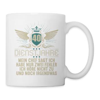 40 Jahre im Dienst 40 Jähriges Dienstjubiläum - Tasse - Weiß - Rechts