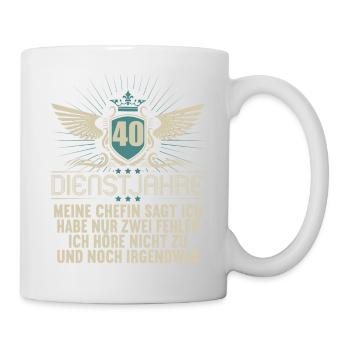 40 Jahre im Dienst 40 Jähriges Dienstjubiläum - Tasse - Weiß - Rechts