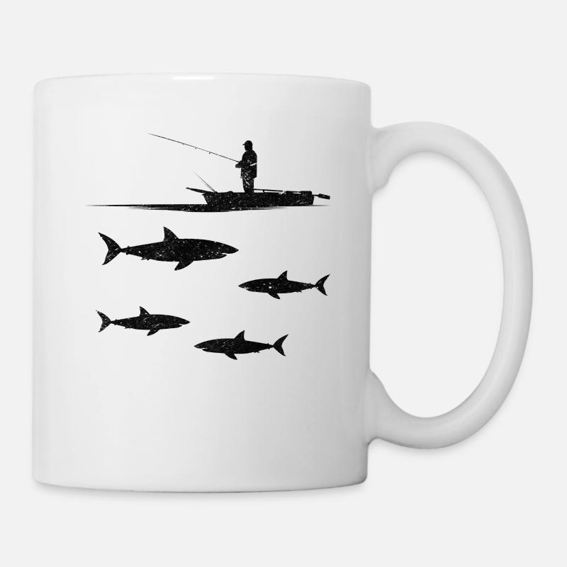 Haifisch Pêcheur Pêche au requin Grand requin blanc - Mug blanc - blanc