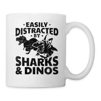 Slightly distracted by sharks & dinosaurs Great White - Mug - white - Right