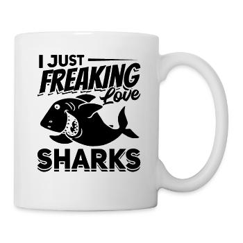 Großer White Shark Lover Ich liebe Haie einfach - Tasse - Weiß - Rechts