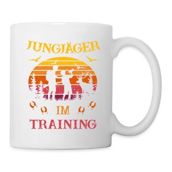 Jäger -Papa und Sohn- Jungjäger im Training Kinder - Tasse - Weiß - Rechts