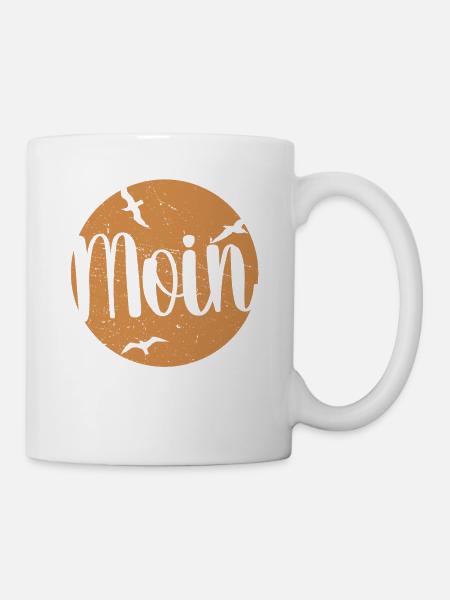 Moin ihr Spacken - Digga Spruch Meer Norddeutsch - Tasse - Weiß