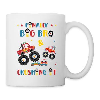 Big Brother Monster Truck and Car -Finally Big Bro - Mug - white - Right