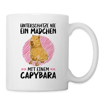 Mädchen mit Capybara Südamerika Wasserschwein - Tasse - Weiß - Rechts
