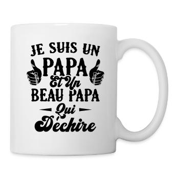 Je suis un papa et un beau papa qui déchire - Mug blanc - blanc - Droite