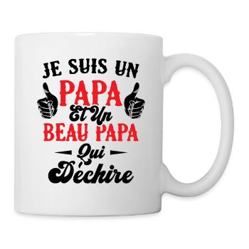 Je suis un papa et un beau papa qui déchire - Mug blanc - blanc - Droite