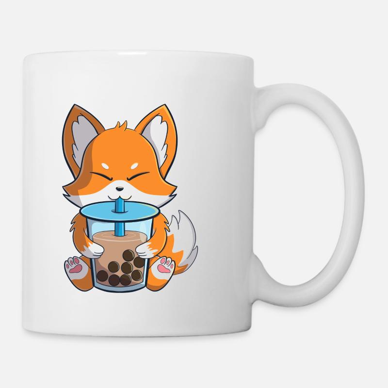 boba bubble tea fox mignon renard kawaii - Mug blanc - blanc