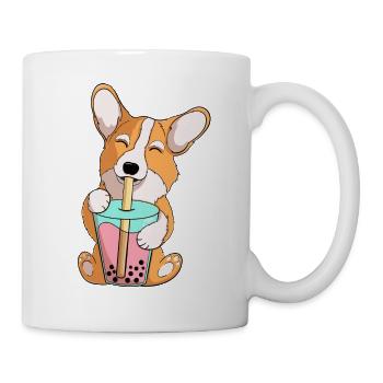 mignon corgi boire boba thé bulle thé drôle - Mug blanc - blanc - Droite