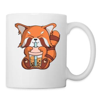 cute kawaii red panda boba tea bubble tea fun - Mug - white - Right