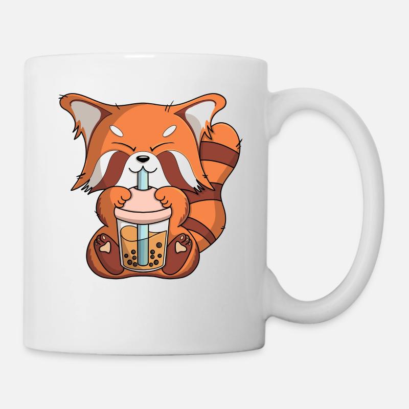 Süßer Kawaii Red Panda Boba Tea Bubble Tea Spaß - Tasse - Weiß