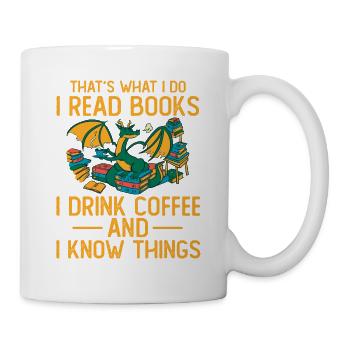 Lire des livres Boire du café Rat de bibliothèque Lire un livre - Mug blanc - blanc - Droite