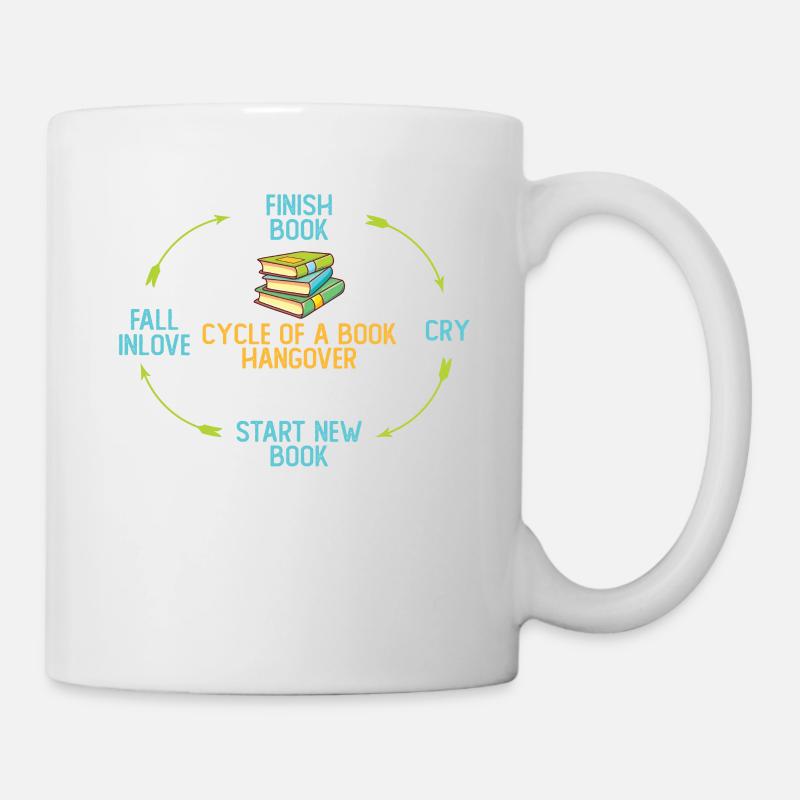 Zyklus Eines Buch-kater-bücherwurm-lesebuchs - Tasse - Weiß