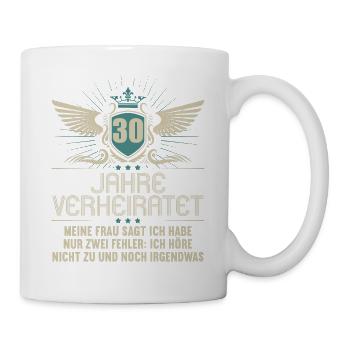 30 Jahre verheiratet nur 2 Fehler 30.Hochzeitstag - Tasse - Weiß - Rechts