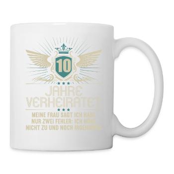 10 Jahre verheiratet nur 2 Fehler 10.Hochzeitstag - Tasse - Weiß - Rechts