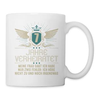 7 Jahre verheiratet nur 2 Fehler 7.Hochzeitstag - Tasse - Weiß - Rechts