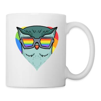 LGBT Tier Eule Regenbogen - Tasse - Weiß - Rechts