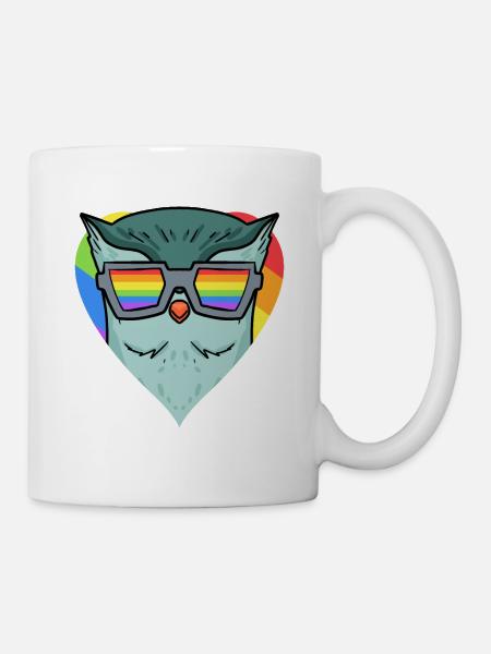 LGBT Animal Owl Rainbow - Mug - white