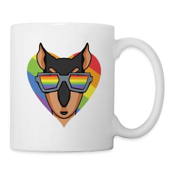LGBT Hund Dobermann Regenbogen - Tasse - Weiß - Rechts