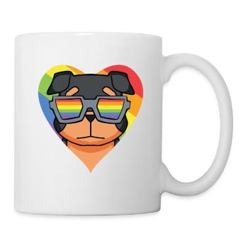 LGBT Hund Rottweiler Regenbogen - Tasse - Weiß - Rechts