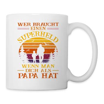 Superheld - bester Papa der Welt - Retro Vatertag - Tasse - Weiß - Rechts