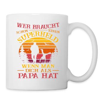 Superheld - bester Papa der Welt - Retro Vatertag - Tasse - Weiß - Rechts