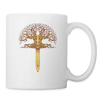 Wikinger Schwert und Yggdrasil - Tasse - Weiß - Rechts