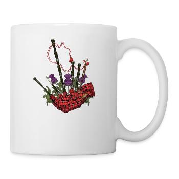 Schottische Ästhetik - Distel und Dudelsack - Tasse - Weiß - Rechts